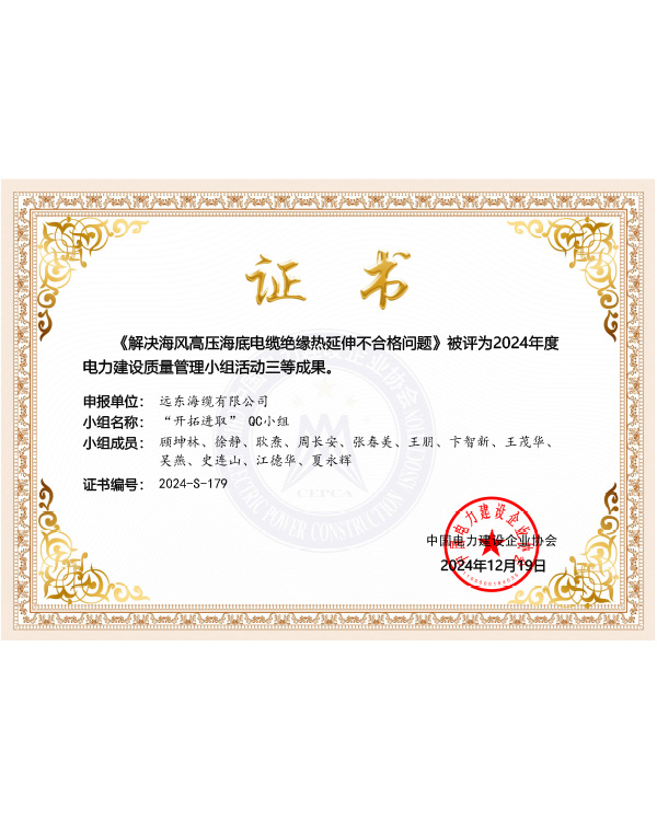 2024年度电力建设质量管理QC小组活动三等成果