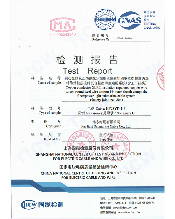 CT21-05195-1抗水树绝缘报告（远东海缆）