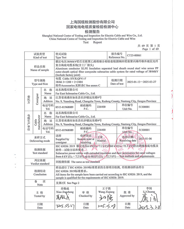 CT25-00061-66kV铝芯海缆